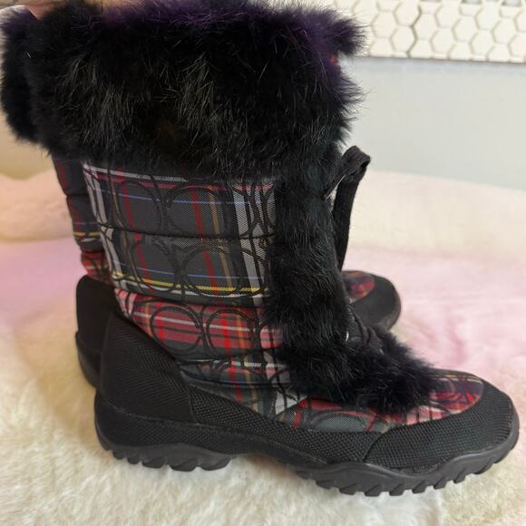 COACH Poppy Jennie Red Plaid Boot 6.5B - Picture 4 of 9